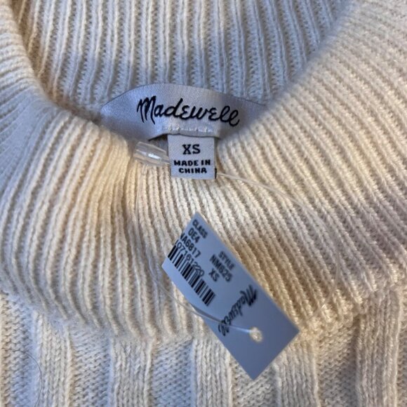 Madewell XS Wool Blend Ribbed Sweater Ivory Fair Trade - Picture 3 of 8